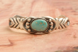 Genuine Sleeping Beauty Turquoise Sterling Silver Native American Bracelet